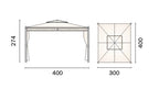 Gazebo da giardino rettangolare in ferro 3×4, telo 210gr, kit tende e zanzariere, GAZ372 – Tomaino