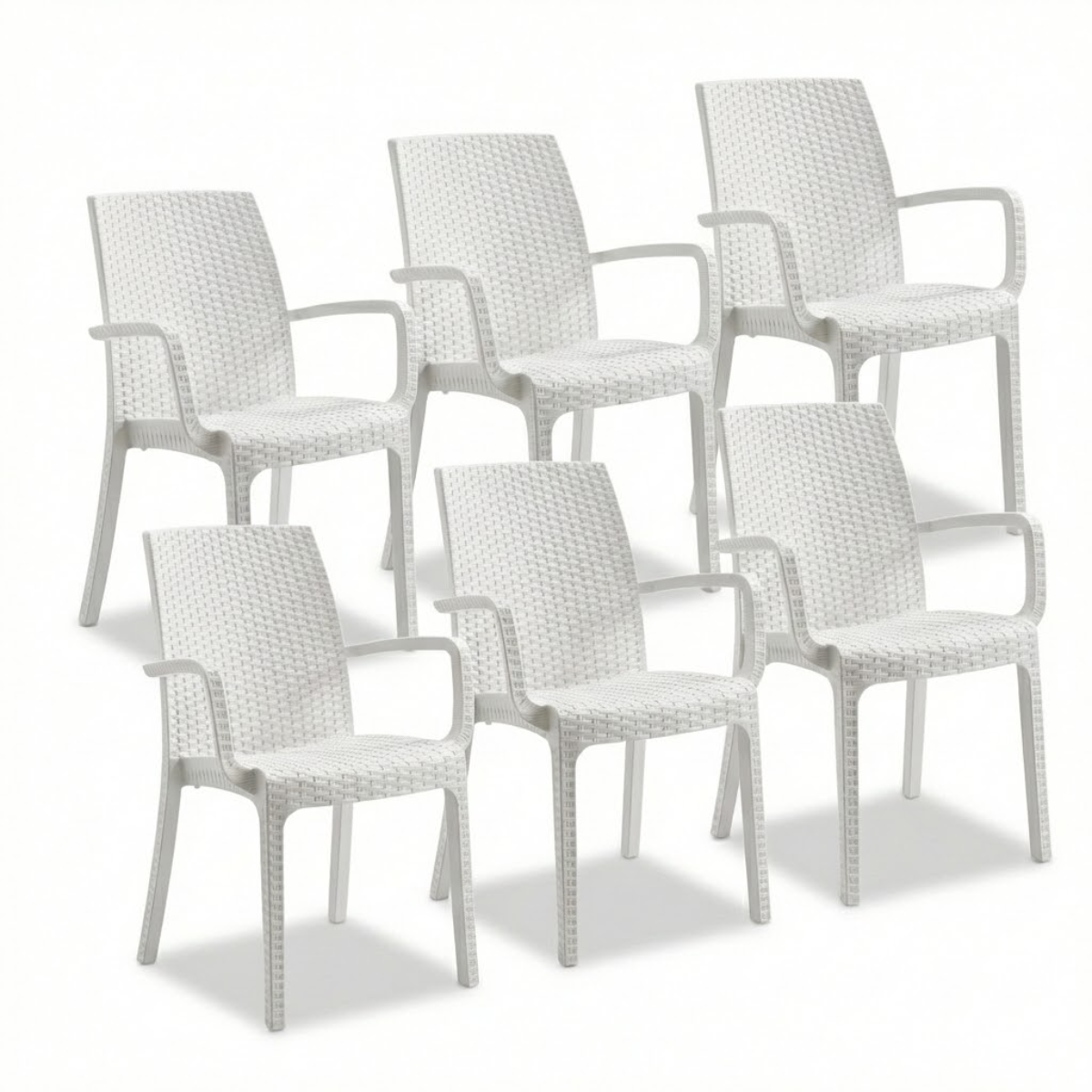 Sedia da giardino in plastica effetto rattan Indiana con braccioli