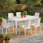 Sedia da giardino in plastica effetto rattan Indiana con braccioli
