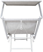 Lettino prendi sole da giardino in alluminio e textilene 186x61x38cm con tettuttuccio pieghevole -mare – piscina – campeggio – T