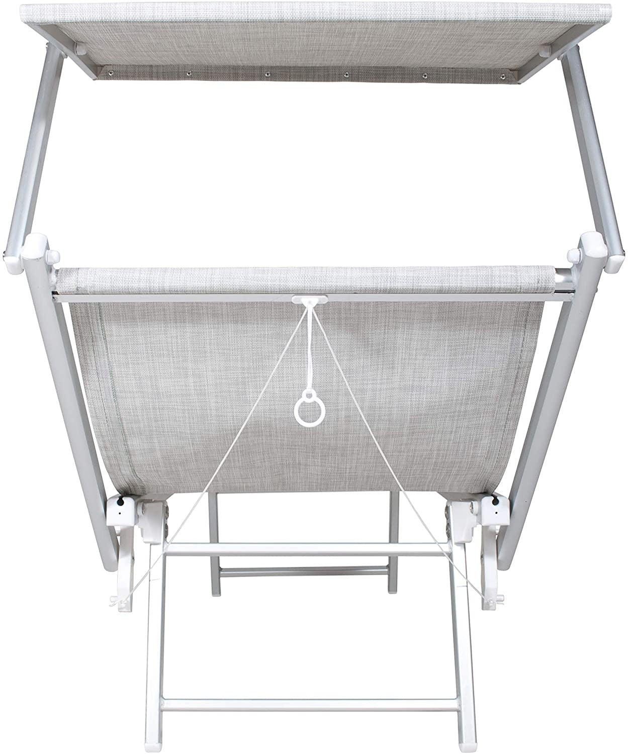 Lettino prendi sole da giardino in alluminio e textilene 186x61x38cm con tettuttuccio pieghevole -mare – piscina – campeggio – T
