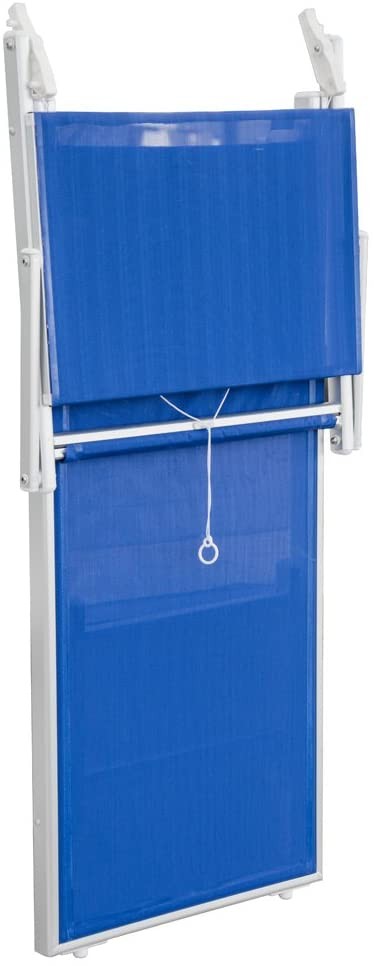 Lettino prendi sole da giardino in alluminio e textilene 186x61x38cm con tettuttuccio pieghevole -mare – piscina – campeggio – T