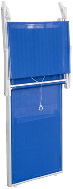 Lettino prendi sole da giardino in alluminio e textilene 186x61x38cm con tettuttuccio pieghevole -mare – piscina – campeggio – T
