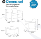 Salotto Da Giardino In Plastica effetto Rattan Venezia