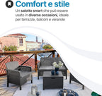 Salotto Da Giardino In Plastica effetto Rattan Venezia