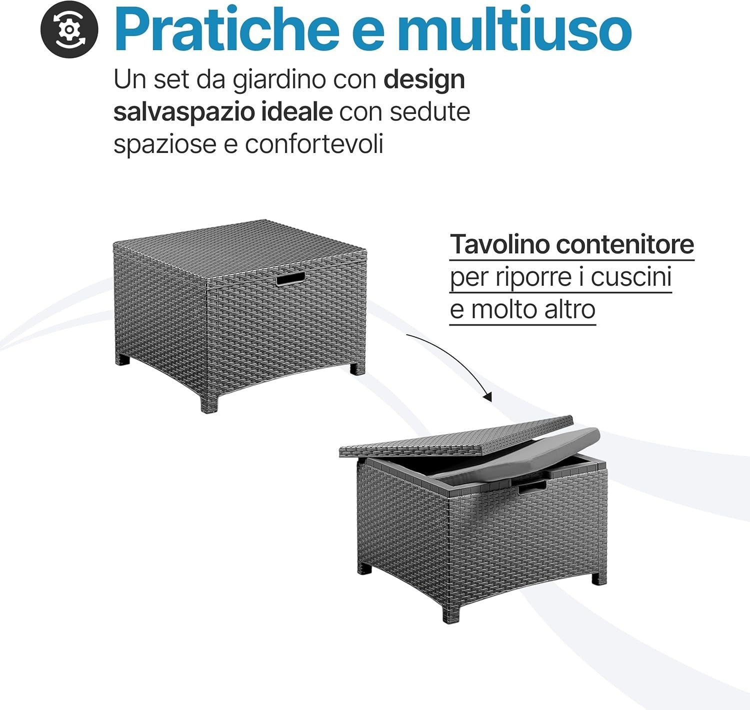 Salotto Da Giardino In Plastica effetto Rattan Venezia