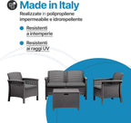 Salotto Da Giardino In Plastica effetto Rattan Venezia