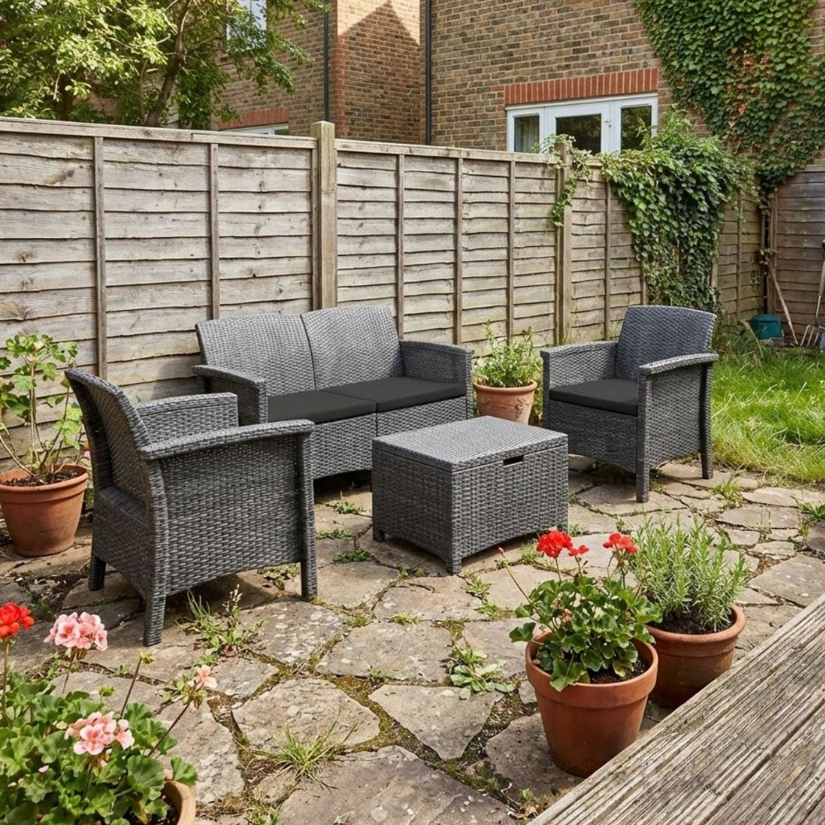 Salotto Da Giardino In Plastica effetto Rattan Venezia