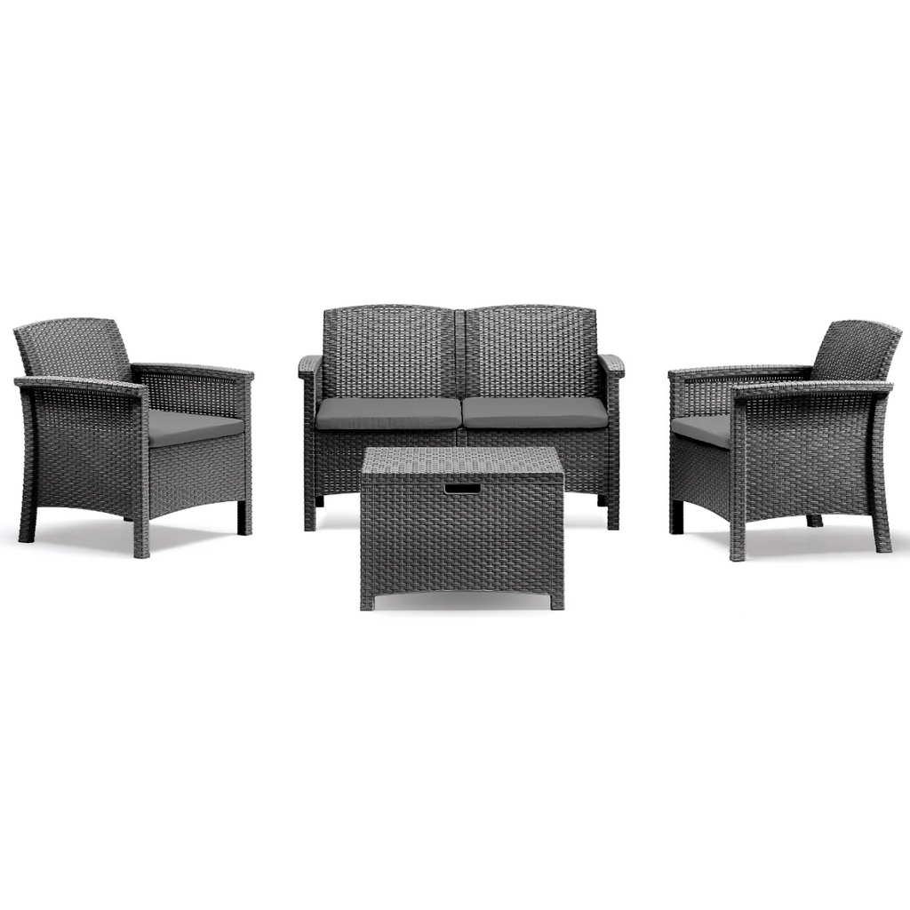 Salotto Da Giardino In Plastica effetto Rattan Venezia