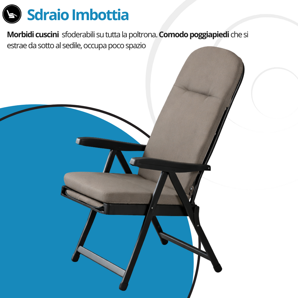 Poltrona Saponetta con Carrello Estraibile – Sdraio per Interno ed Esterno
