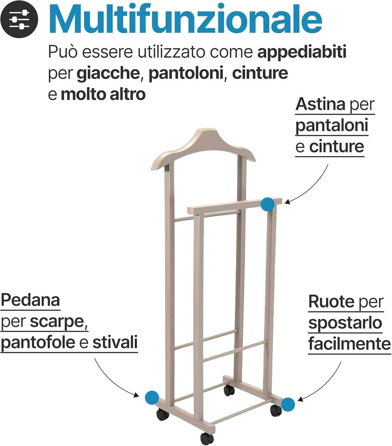 Indossatore porta abiti in legno Ambrogio