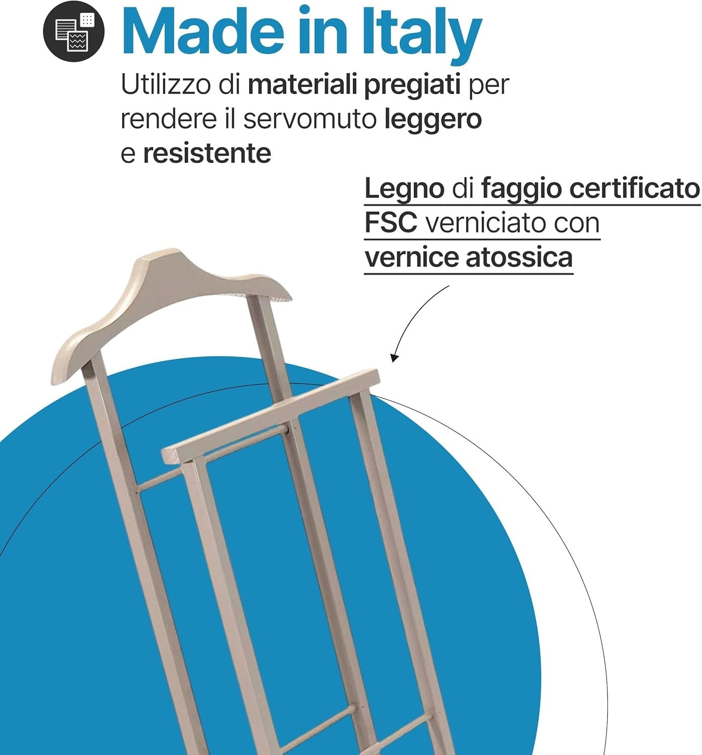 Indossatore porta abiti in legno Ambrogio