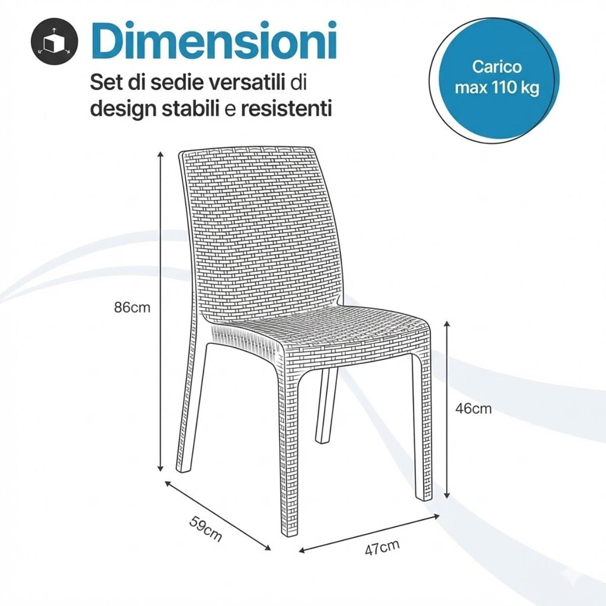 Tavolo e sedie da giardino in plastica – Set Cuba