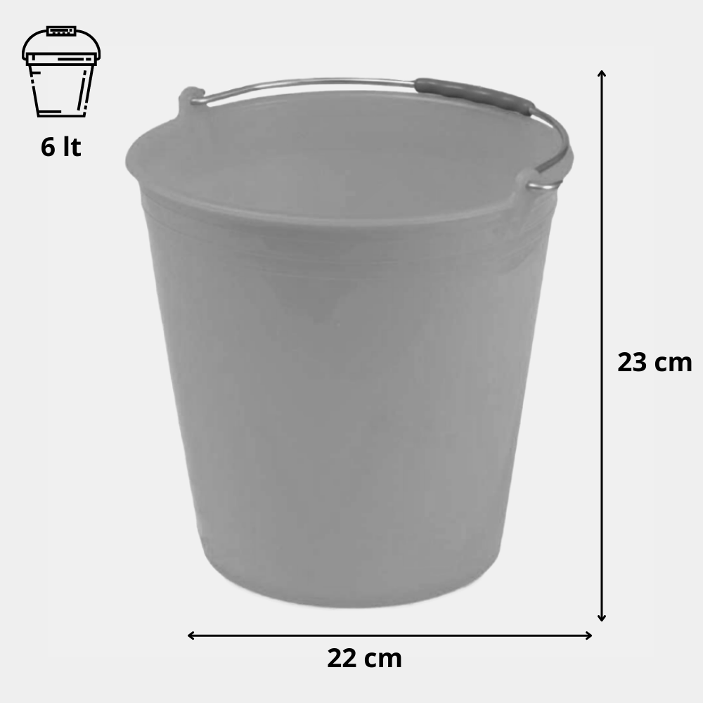 Secchio in plastica con manico in ferro 6lt 9lt 12lt 15lt 18lt