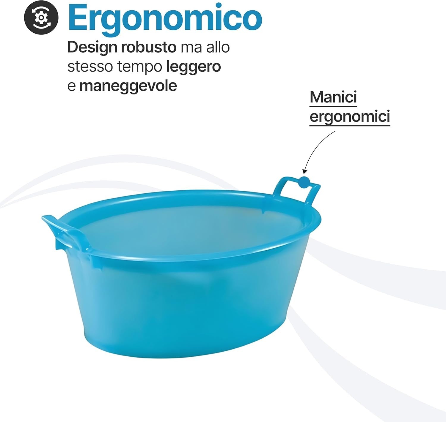 Bacinella bucato in plastica rigida Ovale