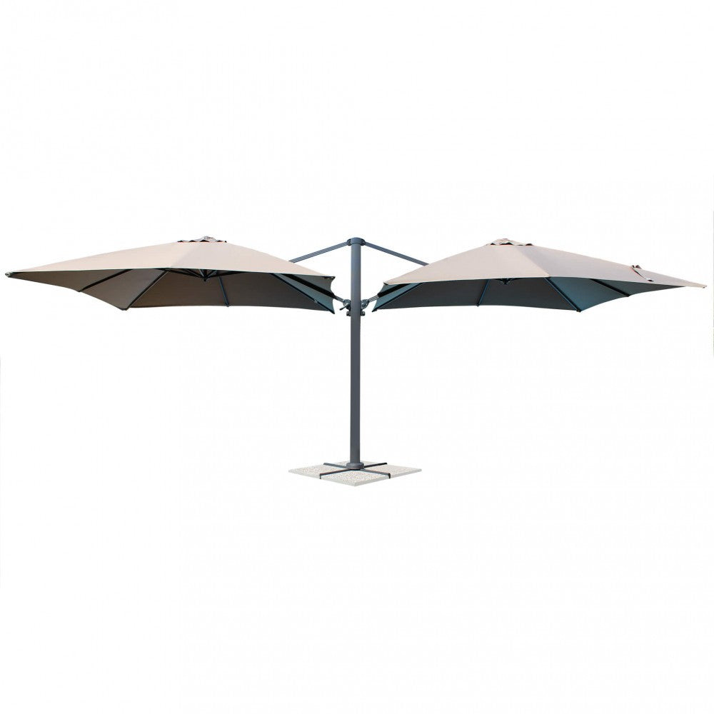 OMBRELLONE DOPPIO 3 X 3 ARCHIMEDE ANTRACITE TELO TAUPE