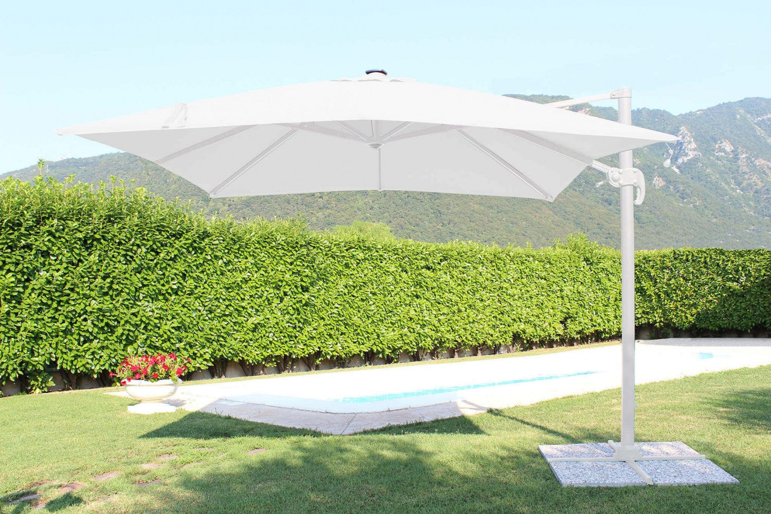 OMBRELLONE CON LED 3 X 3 PITAGORA BIANCO TELO BIANCO