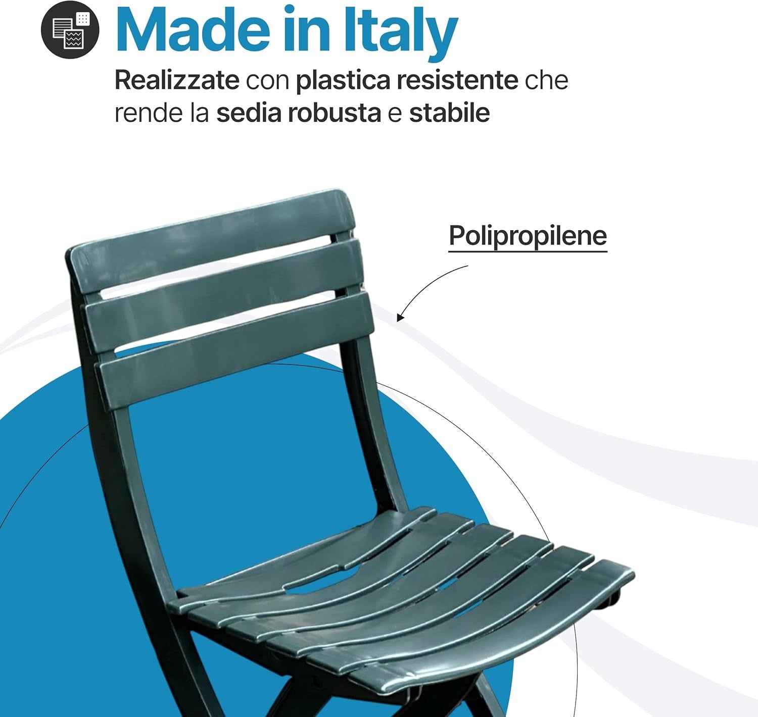 Sedia da giardino in plastica pieghevole Pinta