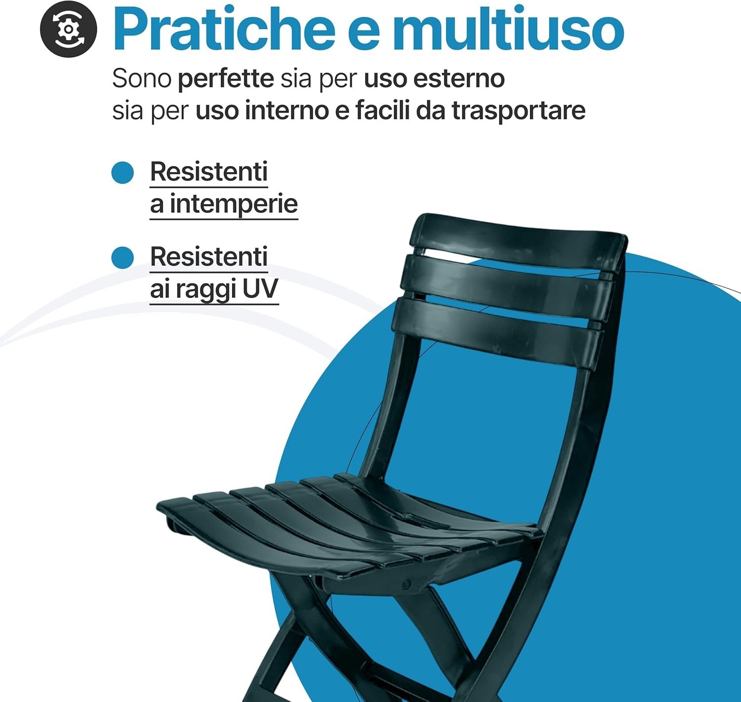 Sedia da giardino in plastica pieghevole Pinta