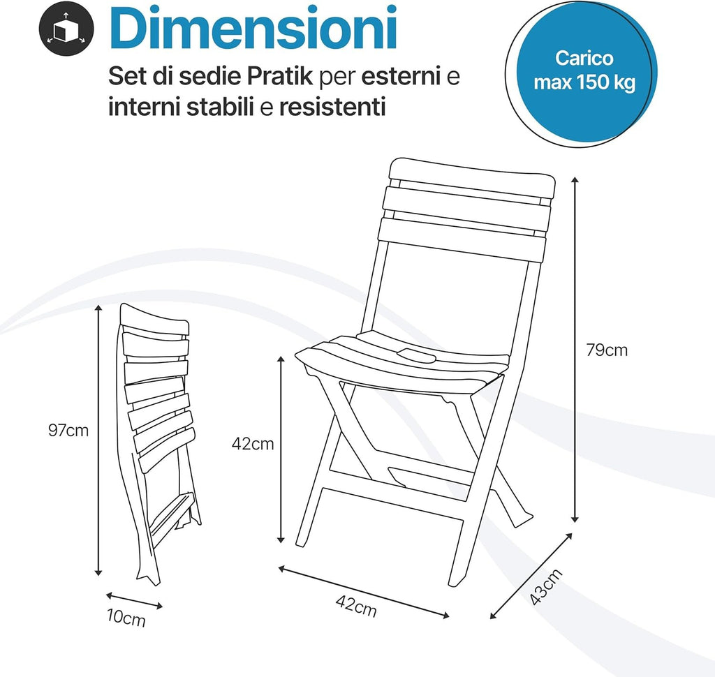 Sedia da giardino in plastica pieghevole Pinta