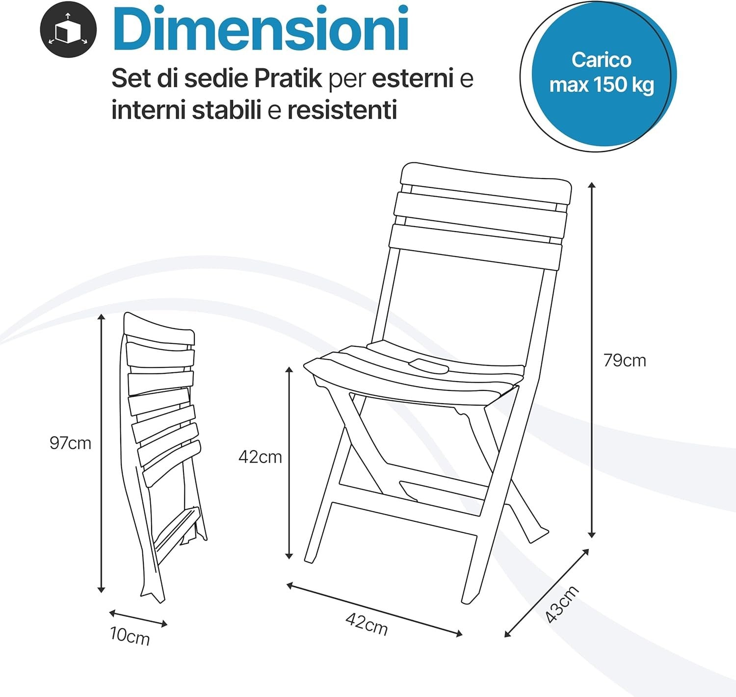 Sedia da giardino in plastica pieghevole Pinta