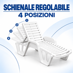 Lettino fisso bianco con schienale regolabile in 4 posizioni