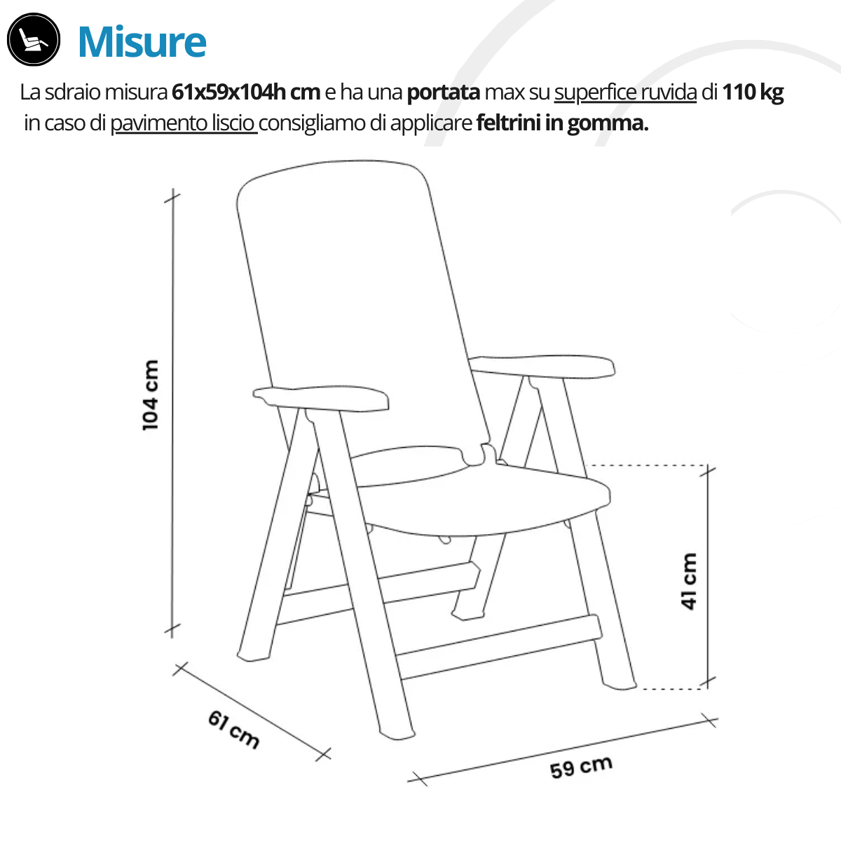 Sdraio da giardino in plastica Carmen