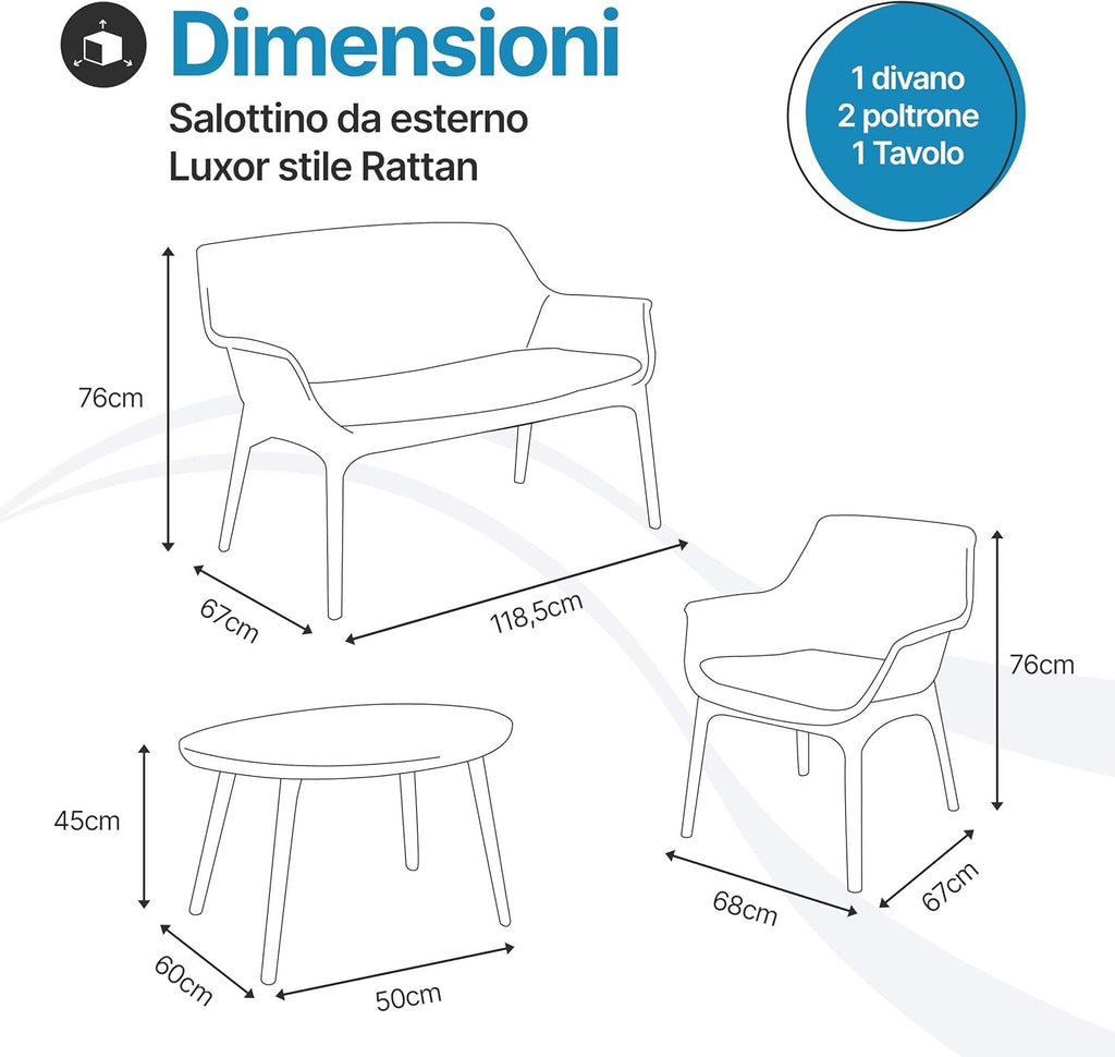 Salotto da giardino in plastica Luxor