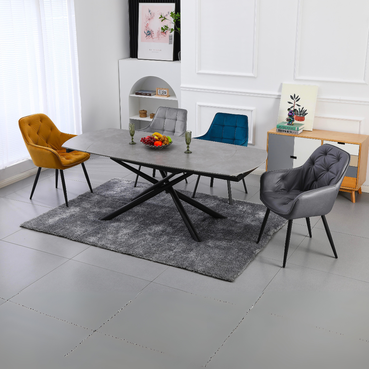 Tavolo da pranzo allungabile Ryder 140/200x90x76h cm con piano in ceramica
