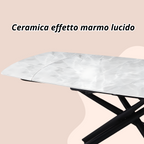 Tavolo da pranzo allungabile Ryder 140/200x90x76h cm con piano in ceramica