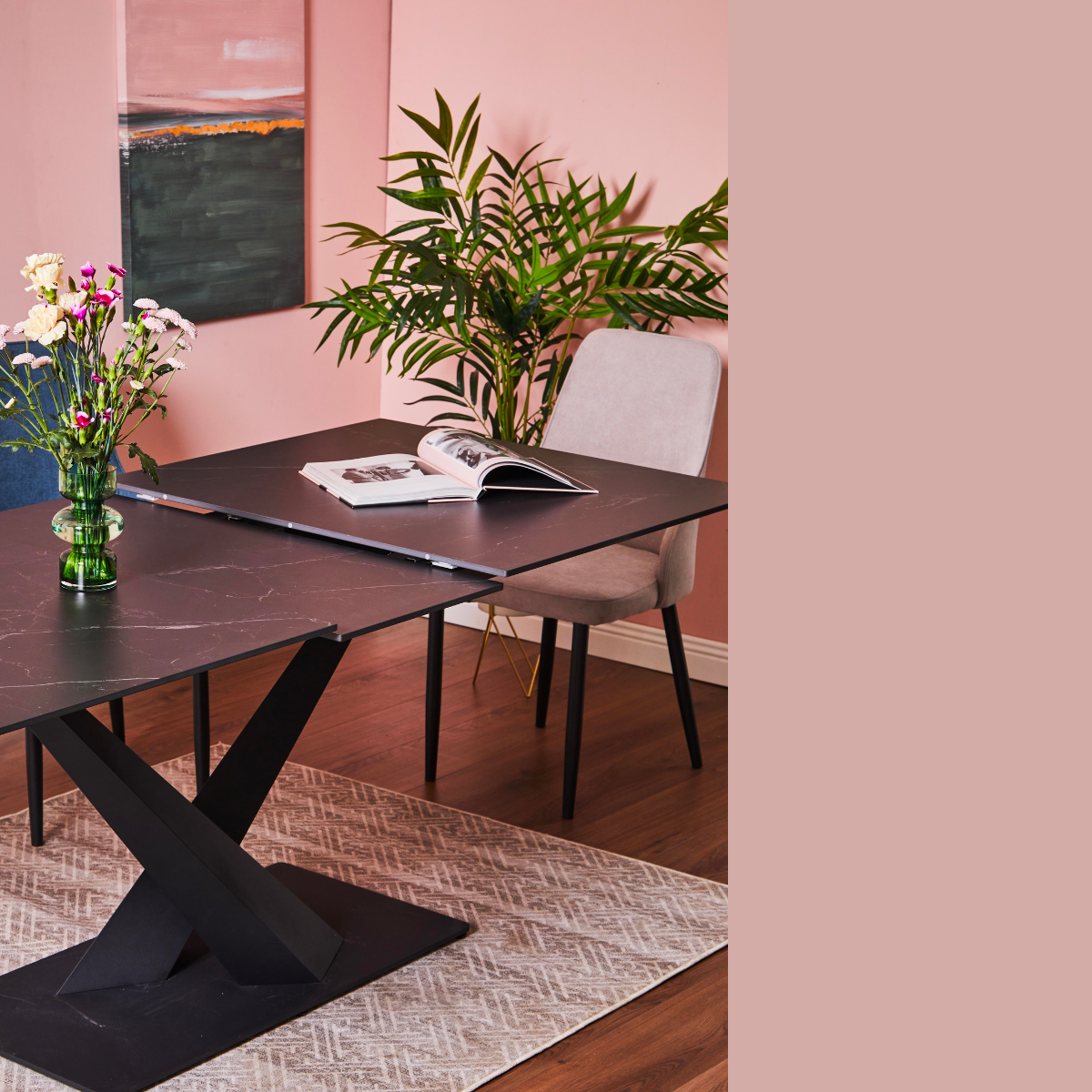 Tavolo da pranzo allungabile Oliver piano ceramica effetto marmo