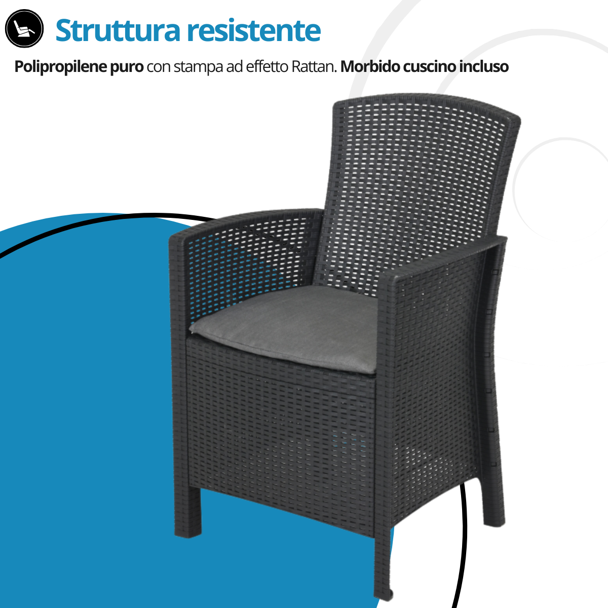 Sedia da giardino in plastica Raya - 2pz