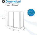 Armadietto da balcone in plastica – Simplex 2 ante 2 vani