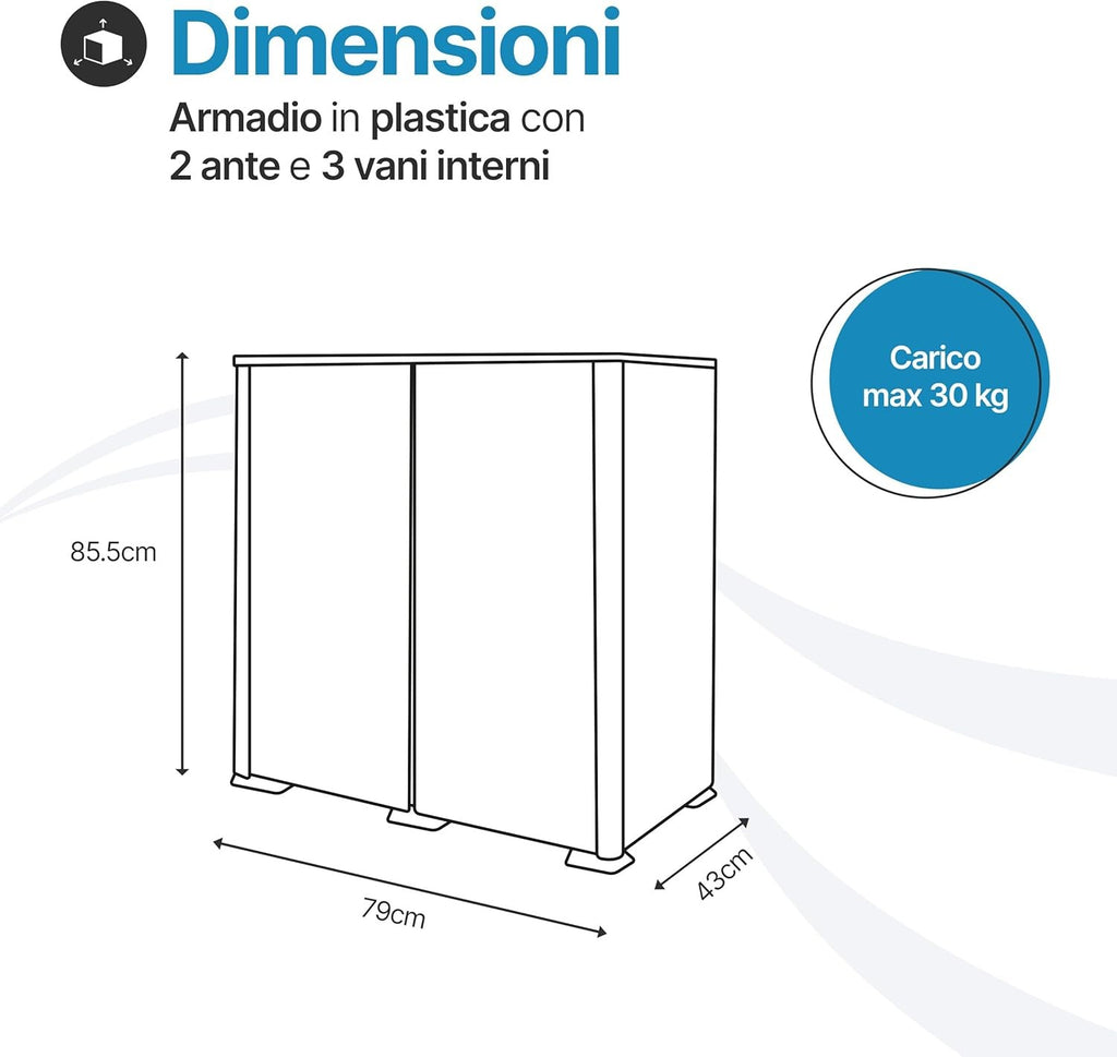 Mobile da balcone in plastica – Simplex 2 vani 3 ante