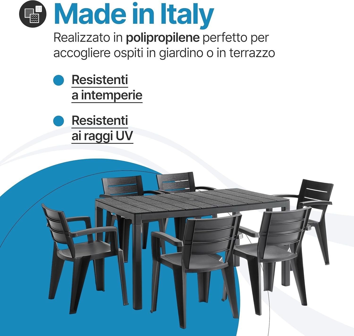 Set Savana 6 Sedie con Tavolo da Giardino