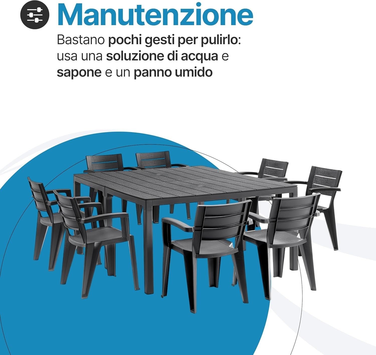 Set Savana 8 Sedie con Tavolo da Giardino Allungabile