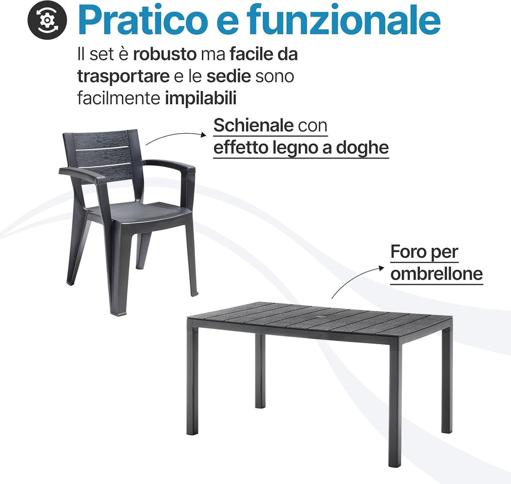 Set Savana 8 Sedie con Tavolo da Giardino Allungabile