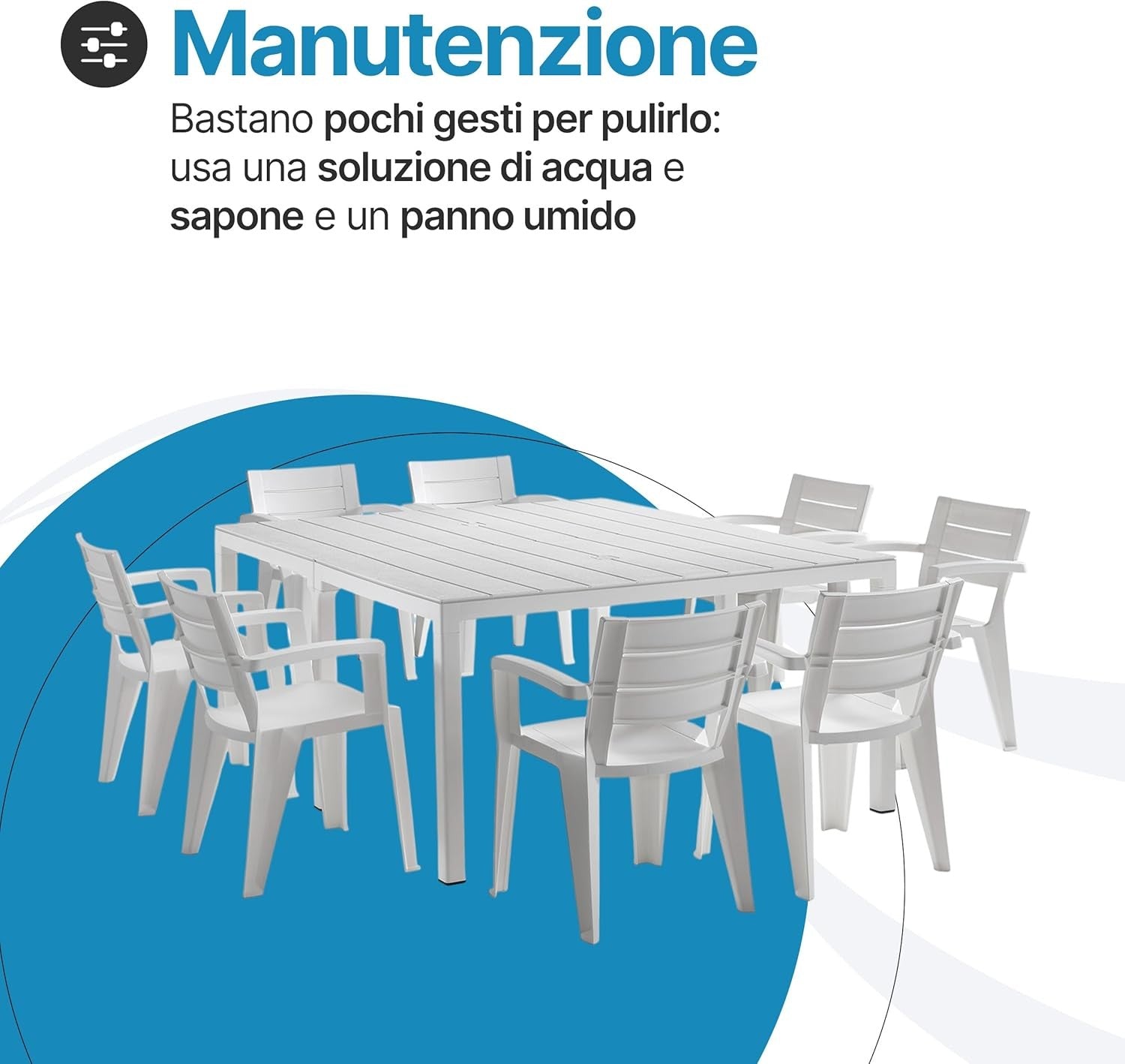 Set Savana 8 Sedie con Tavolo da Giardino Allungabile