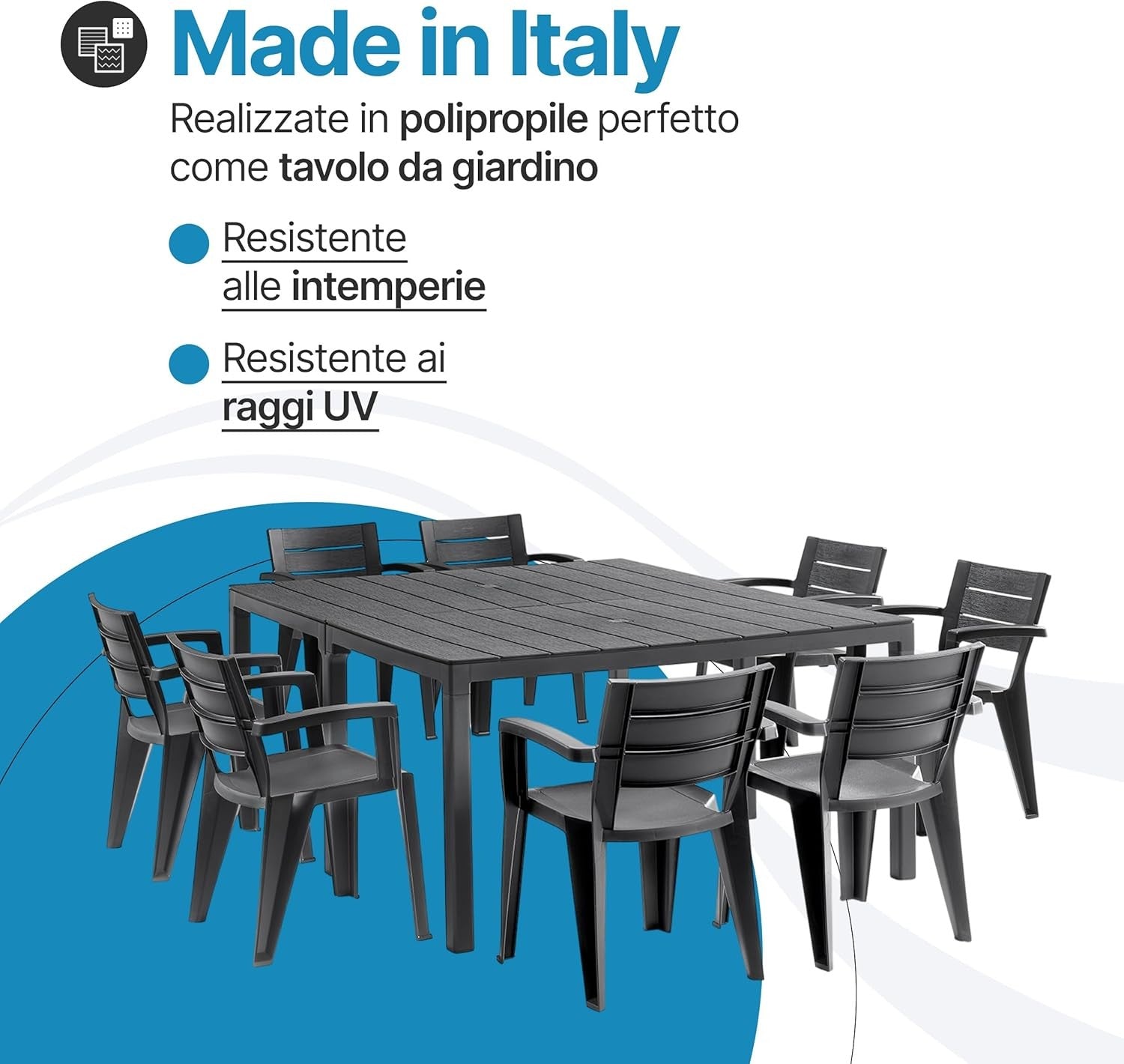 Set Savana 8 Sedie con Tavolo da Giardino Allungabile