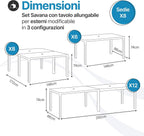 Set Savana 10 Sedie con Tavolo da Giardino Allungabile
