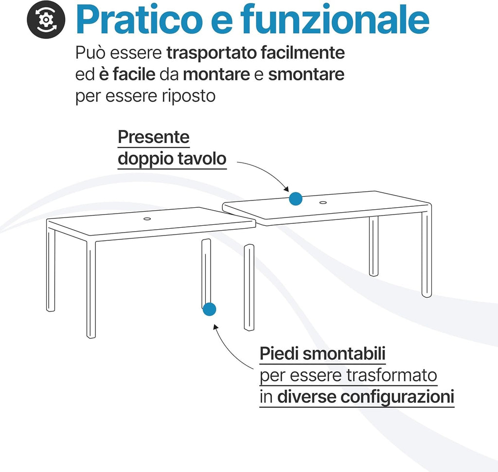 Set Savana 10 Sedie con Tavolo da Giardino Allungabile