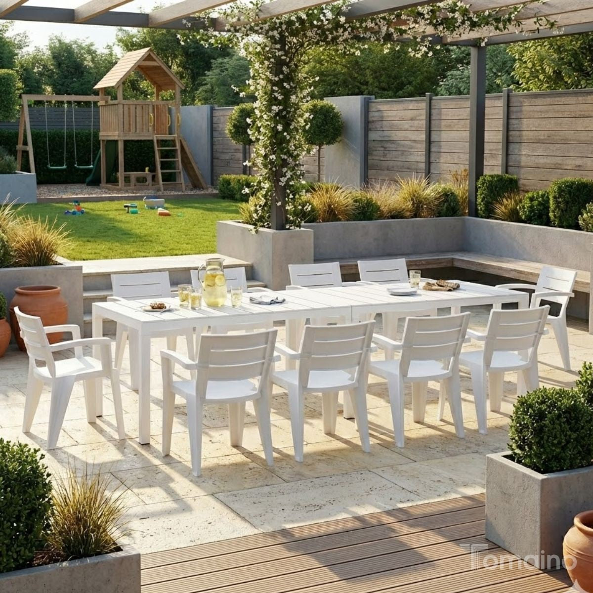 Set Savana 10 Sedie con Tavolo da Giardino Allungabile