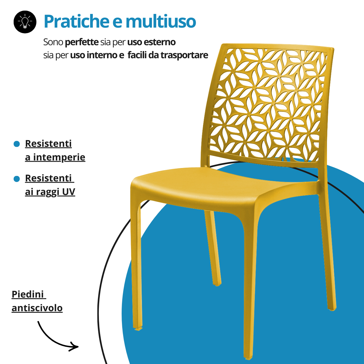 Sedia Ninfa in plastica per interno ed esterno