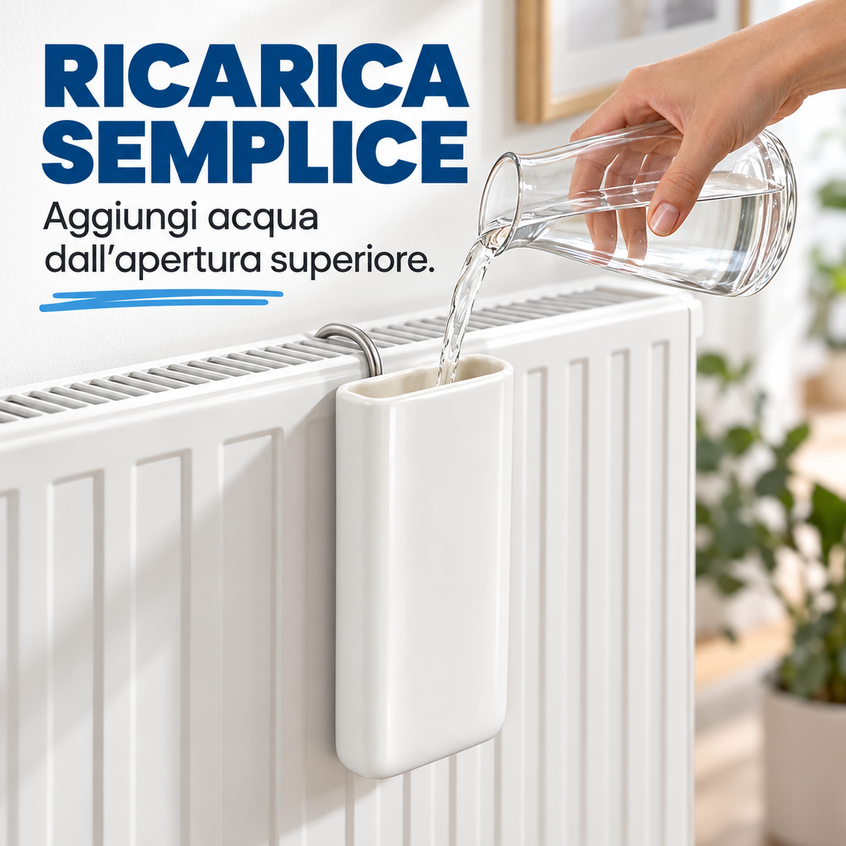 Evaporatore per termosifone in ceramica bianca con gancio