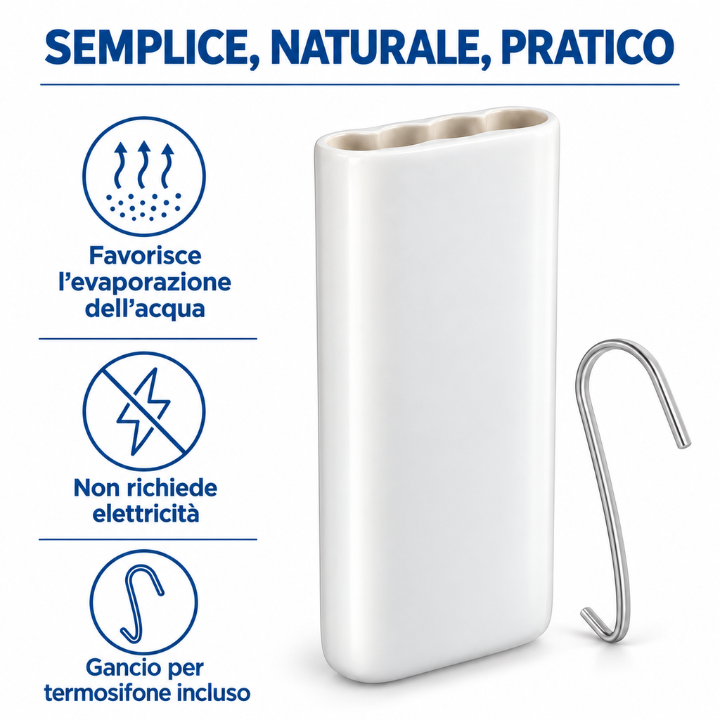 Evaporatore per termosifone in ceramica bianca con gancio