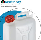 Tanica in plastica per liquidi adatta al contatto con alimenti