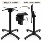 Funzionamente piano base per tavolo bar pieghevole e autolivellante ba010g greenwoood nera