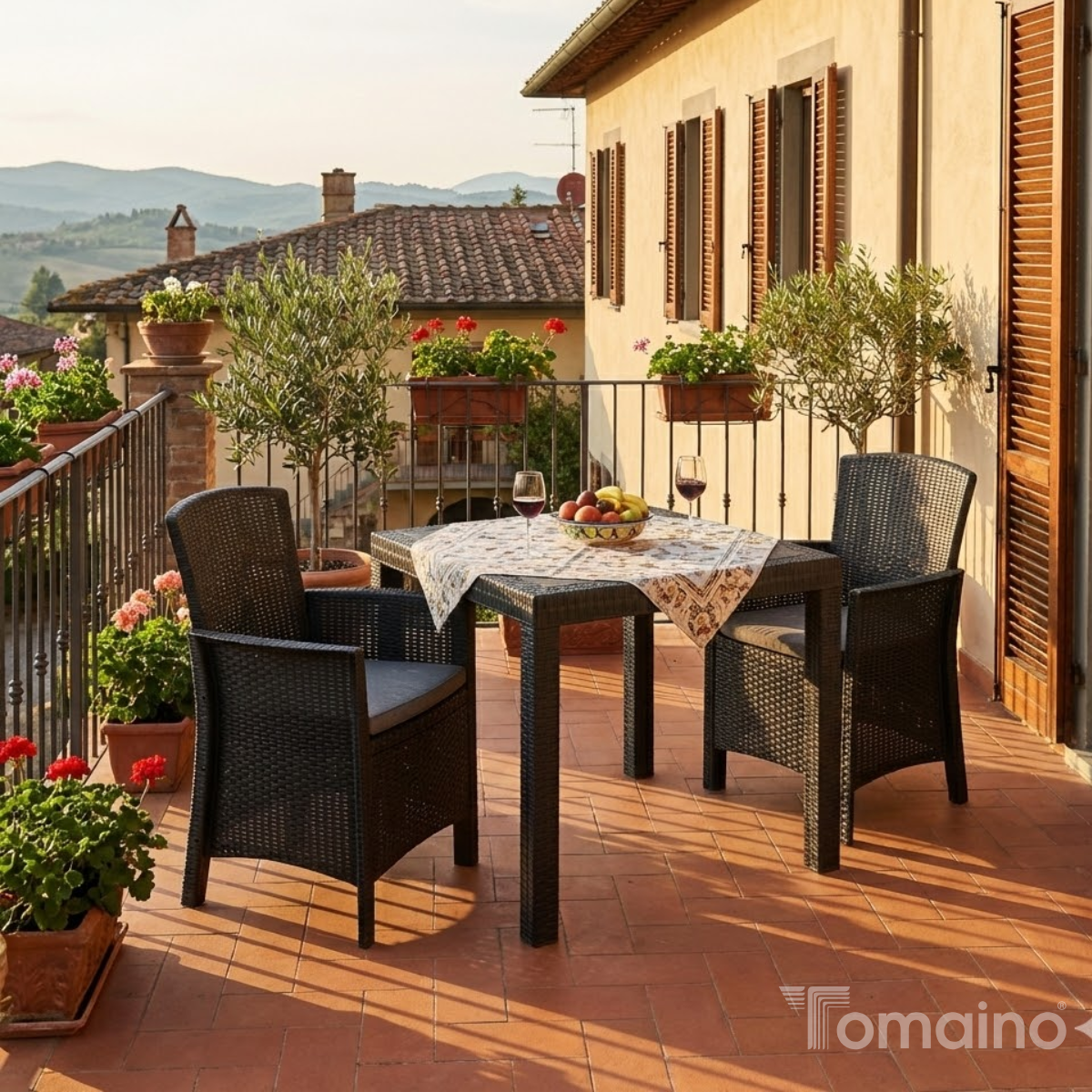 Tavolo e sedie da giardino in Rattan - Set Malibu 2