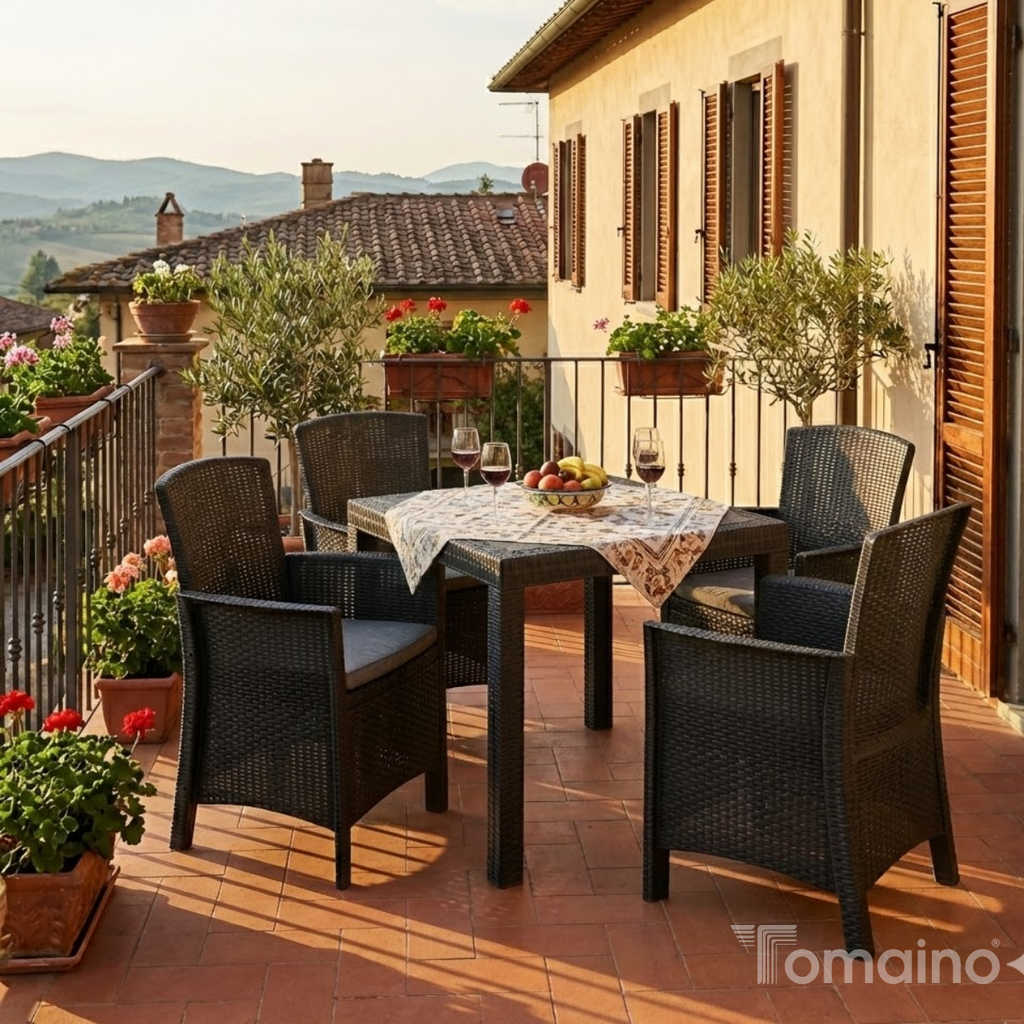 Tavolo e sedie da giardino in Rattan - Set Malibu 4