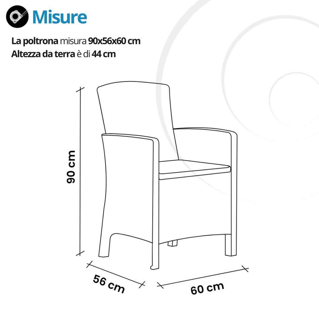 Tavolo e sedie da giardino in Rattan - Set Malibu 6